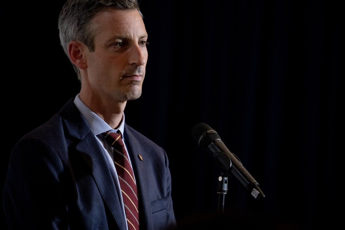 United States State Department spokesman Ned Price listens to United States Secretary of State Antony Blinken speaking during a press conference during his official visit to Thailand, in Bangkok, Sund ...