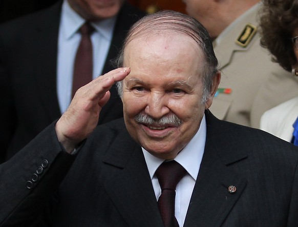 epa09474196 (FILE) - Algerian President Abdelaziz Bouteflika gestures after meeting with Commander of US Africa Command (AFRICOM), US General Carter F. Ham (not pictured), at Djenane el-Mufti residenc ...