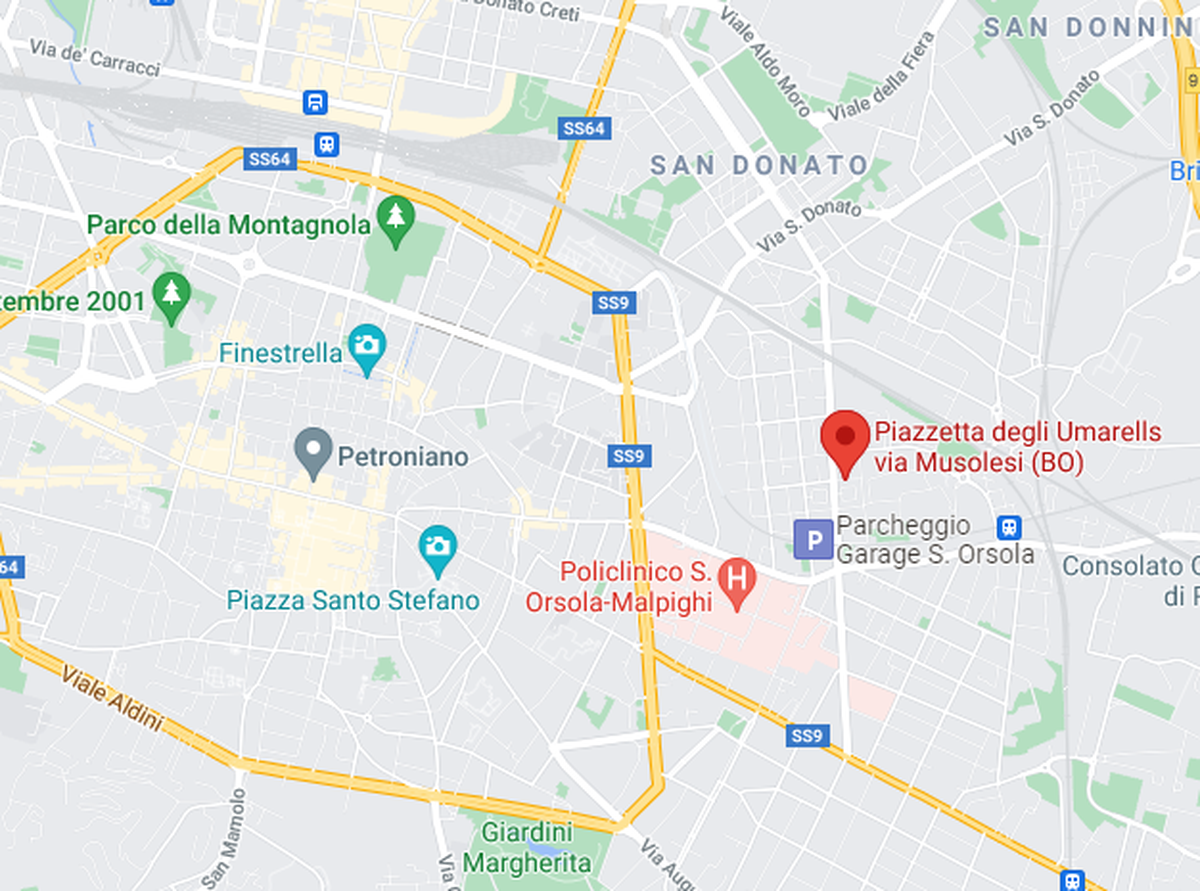 Ausschnitt eines Stadtplans von Bologna.