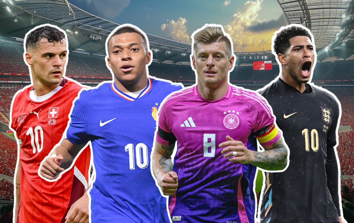 Granit Xhaka und die Schweiz können wohl nicht mit den Topfavoriten um Kylian Mbappé, Toni Kroos und Jude Bellingham (v. l.) mithalten.