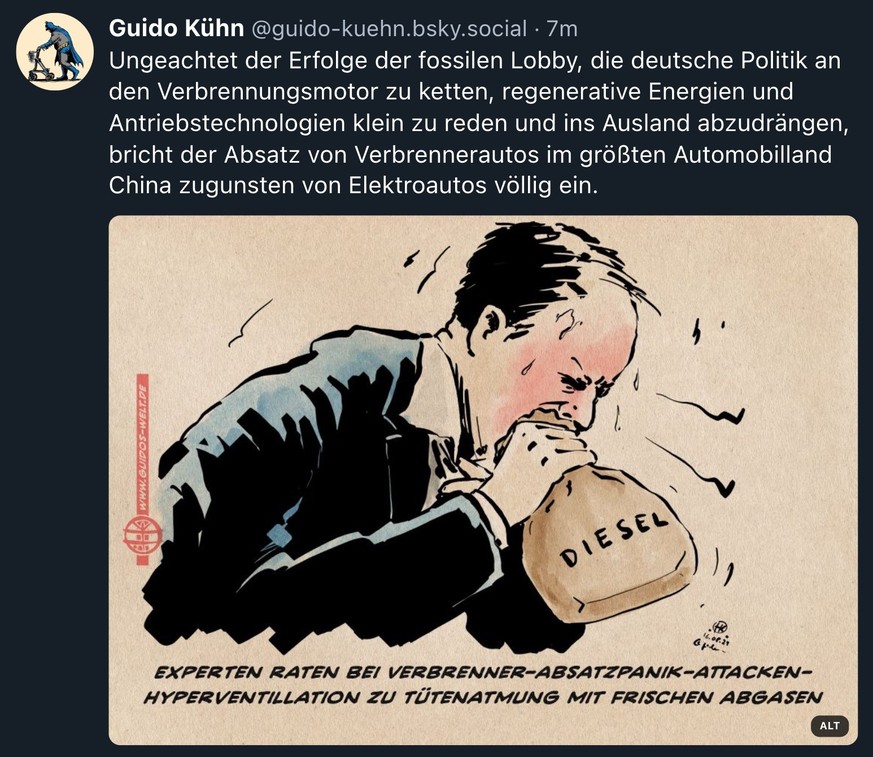 Karikatur zu Verbrennerautos