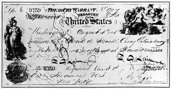 USA/Russland: Nachbildung des Originalchecks über 7,2 Millionen Dollar für den Kauf Alaskas durch die USA.