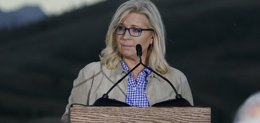 Rep. Liz Cheney, R-Wyo., speaks Tuesday, Aug. 16, 2022, at a primary Election Day gathering at Mead Ranch in Jackson, Wyo. Cheney lost to challenger Harriet Hageman in the primary. Cheney