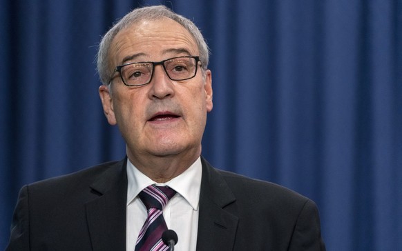 Switzerland President Guy Parmelin speaks during an event at the Department of Labor, Thursday, Nov. 18, 2021, in Washington. (AP Photo/Jacquelyn Martin)