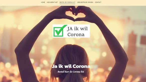 «Ja, ich will Corona» mitsamt Herz: Eine niederländische Seite bot angeblich Viruslieferung zum Selbstanstecken. Das Angebot löste in den Niederlanden Empörung aus.