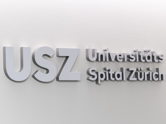 Das Logo des Universitaetsspitals Zuerich (USZ) alaesslich der Praesentation einer der groessten und modernsten Brandverletztenstationen Europas und der neuen Station fuer Stamm- und Immunzelltherapie ...