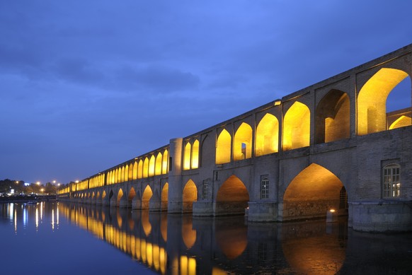 The Si-o-se Pol or the Bridge of 33 Arches, also called the Allah-Verdi Khan Bridge, is one of the eleven bridges of Isfahan, Iran.  Built in 1602.