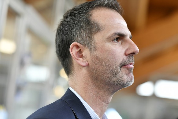 ZSC-Sportchef Sven Leuenberger an einer Medienkonferenz in Zuerich am Dienstag, 5. Maerz 2019. Die ZSC Lions verlieren das letzte Qualifikationsspiel gegen Genf mit 2:3 und verpassen damit erstmals se ...