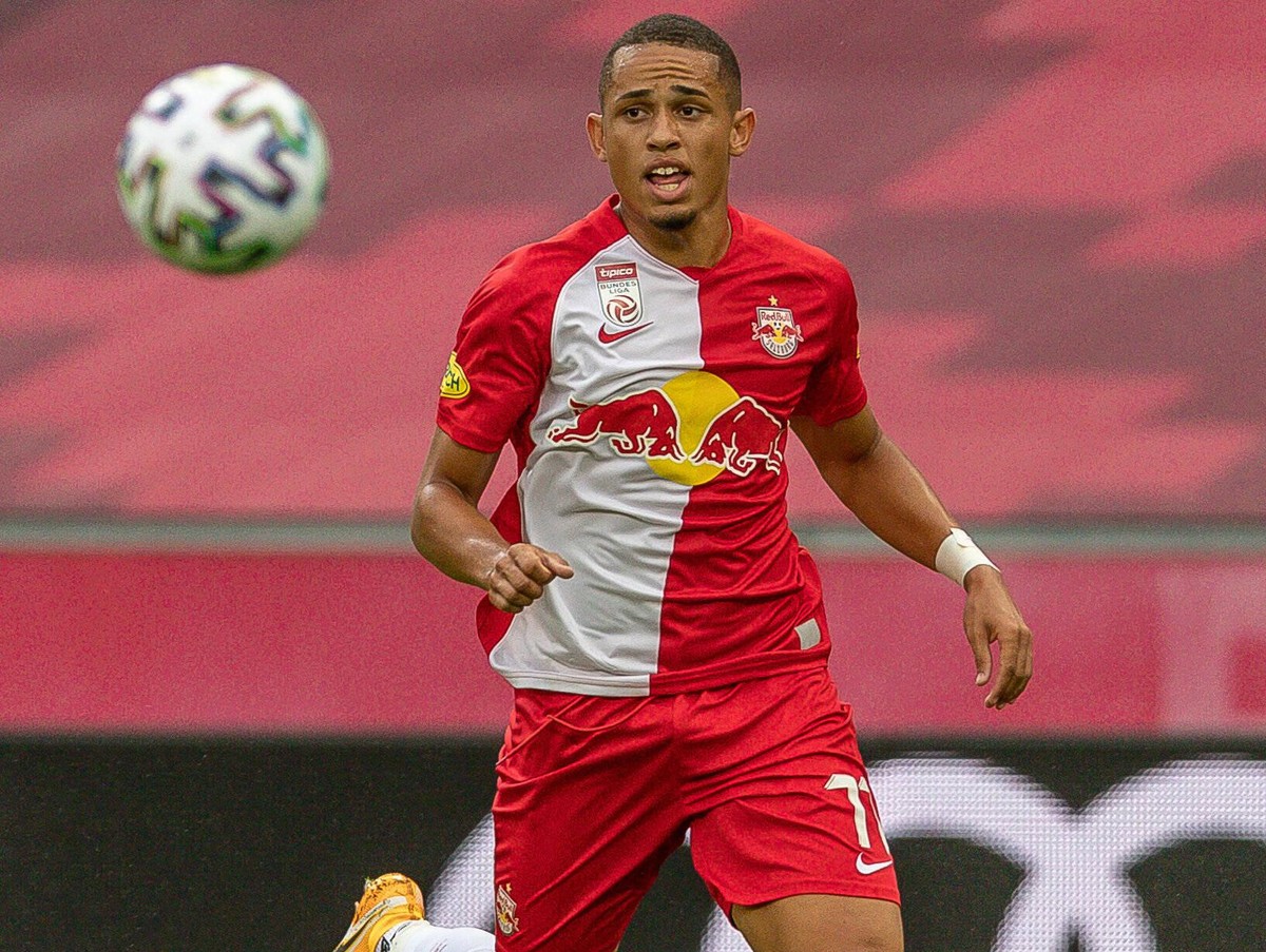 22.08.2020, Red Bull Arena, Salzburg, AUT, Testspiel, FC Red Bull Salzburg vs Ajax Amsterdam, im Bild Noah Okafor FC Red Bull Salzburg // during a International Friendly, Länderspiel, Nationalmannscha ...