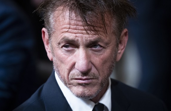 epa10030666 US actor Sean Penn attends a public hearing of the House Select Committee to Investigate the January 6th Attack on the US Capitol, on Capitol Hill in Washington, DC, USA, 23 June 2022. The ...