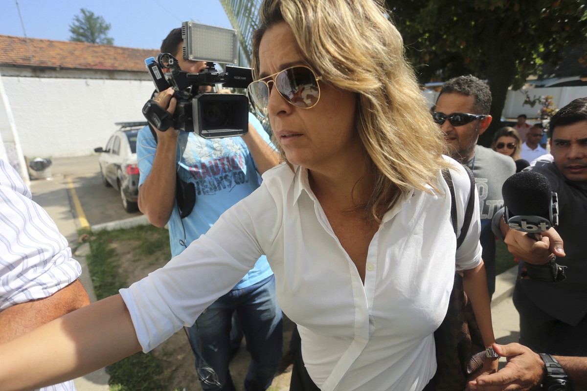 Francoise Amiridis, the wife of Greece's Ambassador to Brazil Kyriakos Amiridis, arrives at a police station to be interrogated in connection with her husband's disappearance in Belford Roxo ...