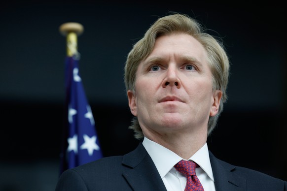 United States Undersecretary of Defense for Policy Elbridge Colby attends a meeting of the Ukraine Defense Contact Group at NATO headquarters in Brussels, Thursday, Feb. 12, 2026. (AP Photo/Geert Vand ...