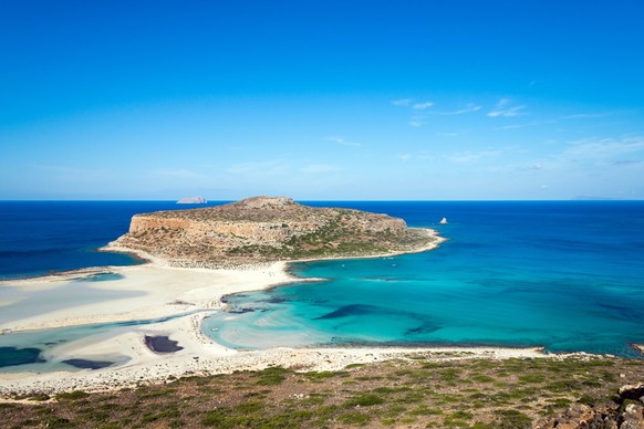 famous Balos beach at Crete, Greece. View from above