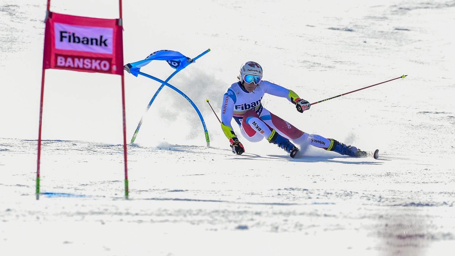 Switzerlan&#039;s Marco Odermatt speeds down the slope during an alpine ski, men&#039;s World Cup giant slalom, in Bansko, Sunday, Feb. 28, 2021. (AP Photo/Marco Tacca)