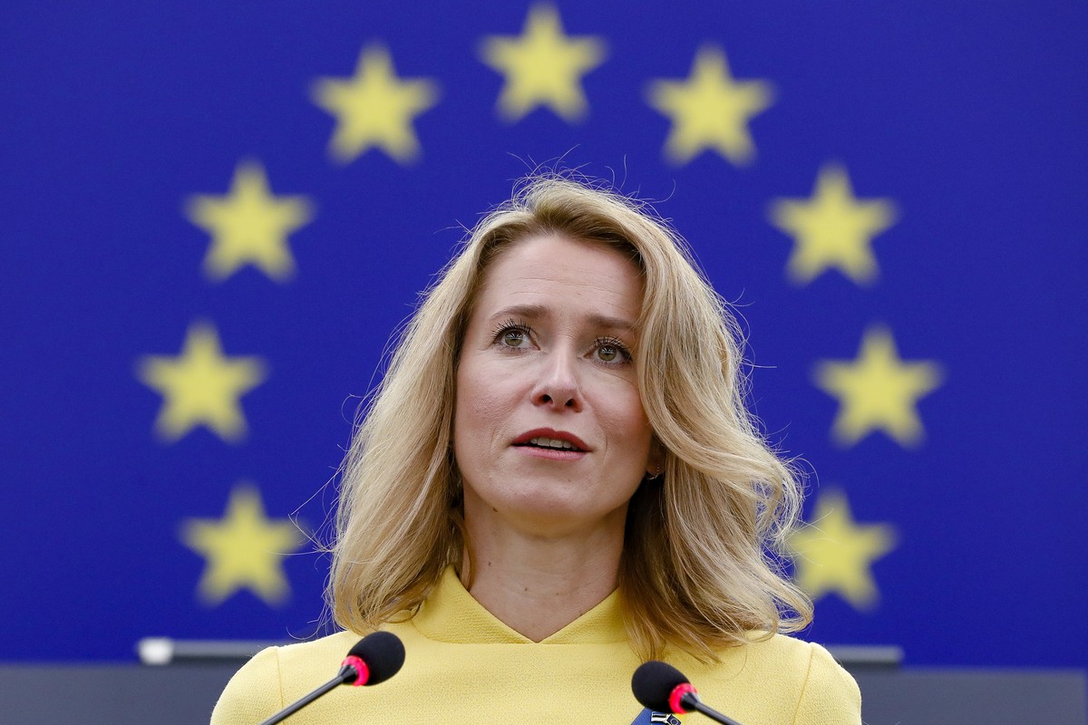 epa09812122 Estonian Prime Minister Kaja Kallas during a debate on the EU's role in a changing world and the security situation of Europe following the Russian aggression and invasion on Ukraine& ...