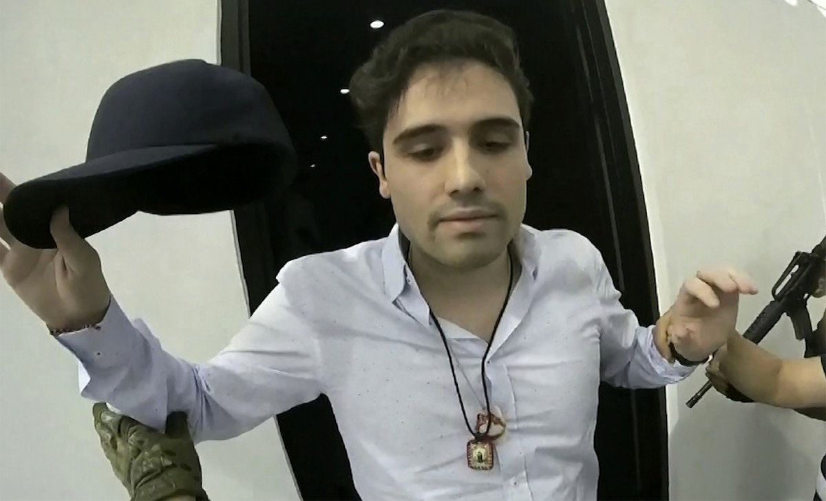FILE - This Oct. 17, 2019 file frame grab from video provided by the Mexican government, shows Ovidio Guzman Lopez at the moment of his detention, in Culiacan, Mexico. Mexican security forces had Ovid ...