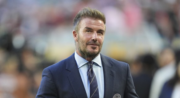 Inter Miami co-owner David Beckham looks on prior to the Club World Cup group A soccer match between Al Ahly and Inter Miami in Miami, Fla., Saturday, June 14, 2025. (AP Photo/Rebecca Blackwell)
CWC A ...