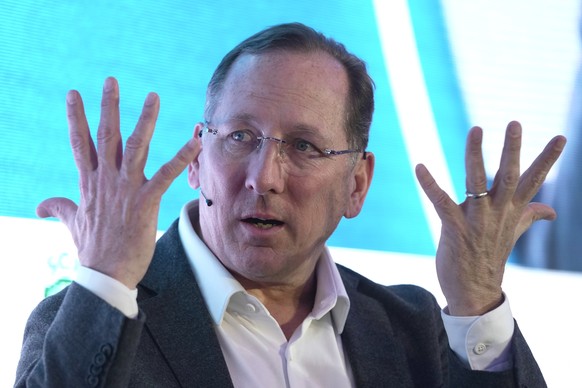 FILE - John Textor, Chairman of Eagle Football Holdings, speaks during the FT Business of Football Summit in London, Thursday, Feb. 29, 2024. (AP Photo/Kin Cheung, File)
John Textor
