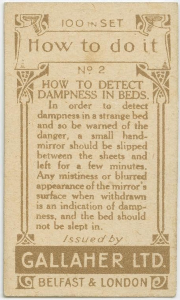 Gallaher-Lifehacks: Wie man Feuchtigkeit feststellt
https://digitalcollections.nypl.org/items/510d47e4-7b80-a3d9-e040-e00a18064a99