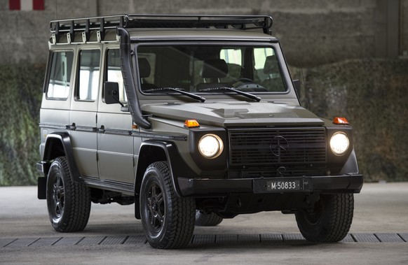 Ein Mercedes-Benz G 300 CDI 4x4, welche die veralteten PUCH-Fahrzeuge ersetzen und fuer 440 Millionen Franken beschafft werden sollen, an der Praesentation des Ruestungsprogrammes 2014 der Schweizer A ...