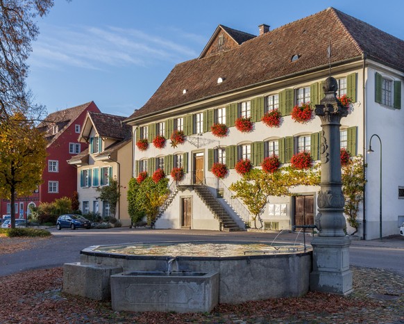 Der Dorfplatz in Thayngen an der Grenze zu Deutschland.