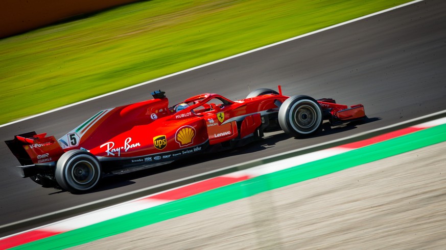 epa06585048 German Formula One driver Sebastian Vettel of Scuderia Ferrari in action during the second Formula One pre-season test sessions at Circuit de Barcelona-Catalunya race track in Montmelo, Sp ...