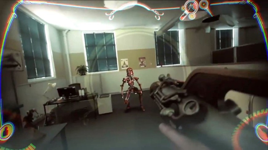 Virtuelle Roboter stürmen ins reale Büro: Künftige Spiele sollen echte und virtuelle Realität verbinden.