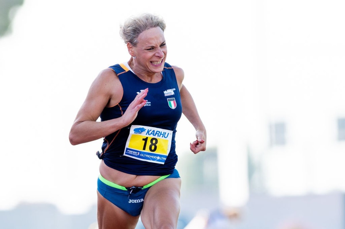 JESOLO, ITALY - SEPTEMBER 11: Valentina Petrillo of Italy competes in 100m T12 during the Italian Paralympic Athletics at Stadio Armando Picchi on September 11, 2020 in Jesolo, Italy. She is the very  ...