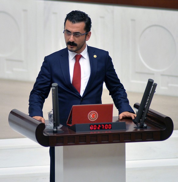 epa06849545 A former Republican People&#039;s Party (CHP) lawmaker Eren Erdem speaks at Turkish Parliament in Ankara, Turkey, 17 November 2015 (Issued 29 June 2018). According to media reports, Eren E ...