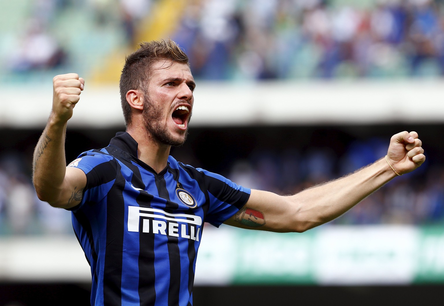 Davide Santon bejubelt den Sieg gegen Chievo.&nbsp;