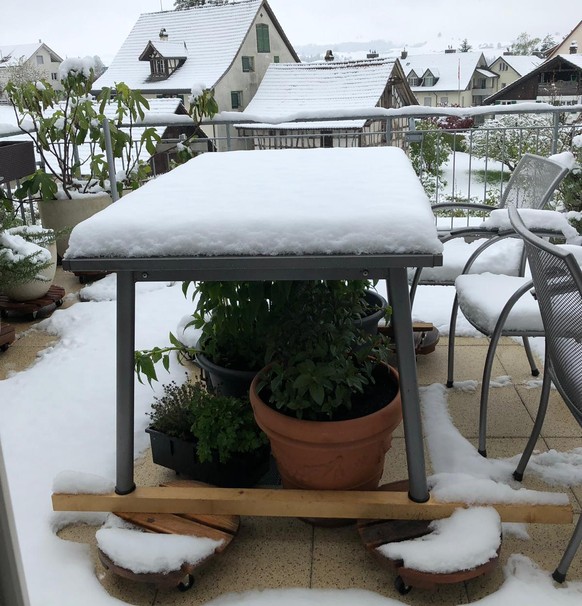 Hirzel Schnee am 5. Mai, Bild: Leserreporter