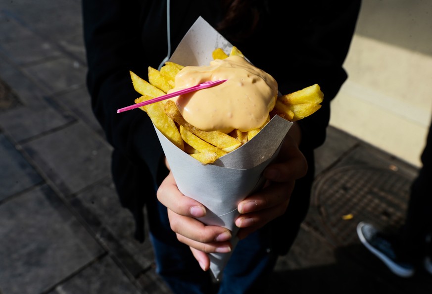 epa07032136 A view of typical Belgian French fries &#039;Frites&#039;, chips, in Brussels, Belgium, 19 September 2018. Reports state that Belgium&#039;s traditional potato &#039;frites&#039; could soo ...