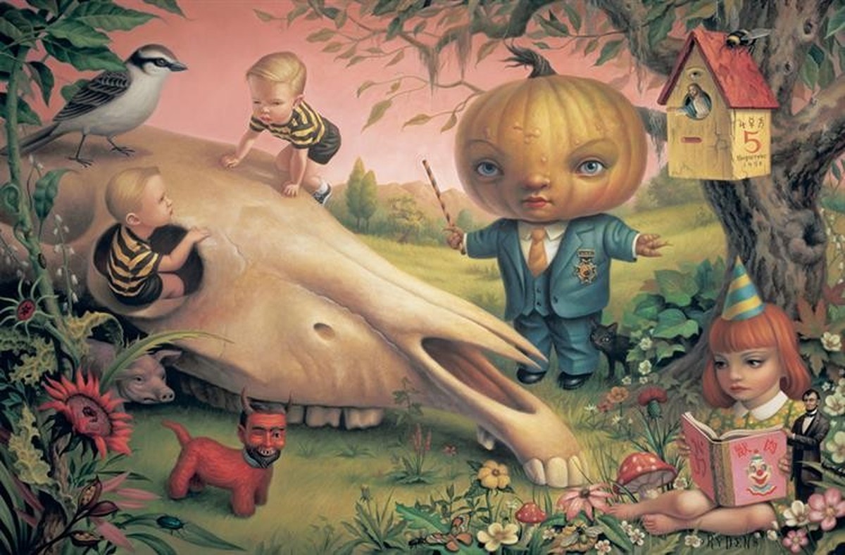 The Pumpkin President Mark Ryden

https://www.wikiart.org/en/mark-ryden/the-pumpkin-president-1998