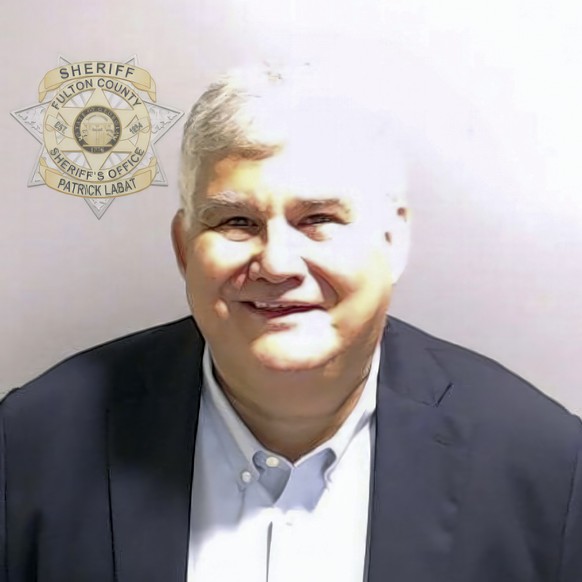 This booking photo provided by the Fulton County Sheriff&#039;s Office shows David Shafer on Wednesday, Aug. 23, 2023, in Atlanta, after he surrendered and was booked. Shafer is charged alongside form ...