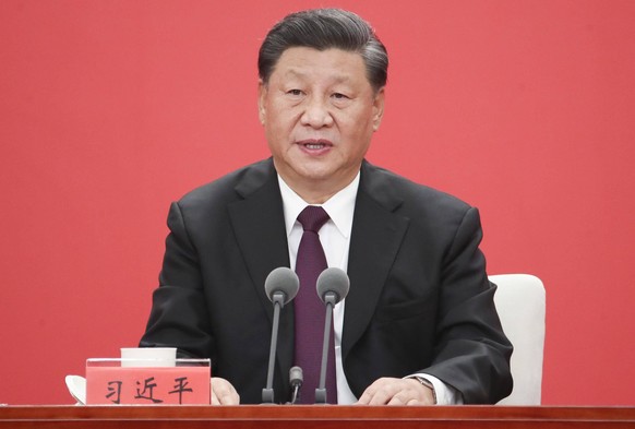 SHENZHEN, CHINA - OCTOBER 14: Chinese President Xi Jinping, also general secretary of the Communist Party of China Central Committee and chairman of the Central Military Commission, delivers a speech  ...