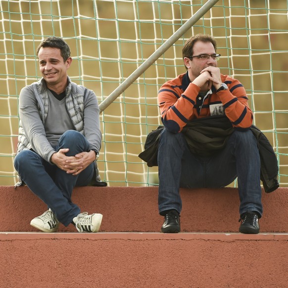 Sportchef Heitz (rechts) mit FCB-Präsident Heusler im Trainingslager.