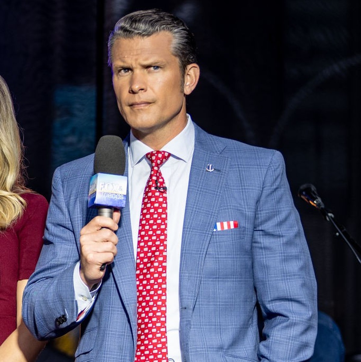NEW YORK, NEW YORK - MAY 27: Host Pete Hegseth during "FOX &amp; Friends" at Fox News Channel Studios on May 27, 2022 in New York City. (Photo by Roy Rochlin/Getty Images)