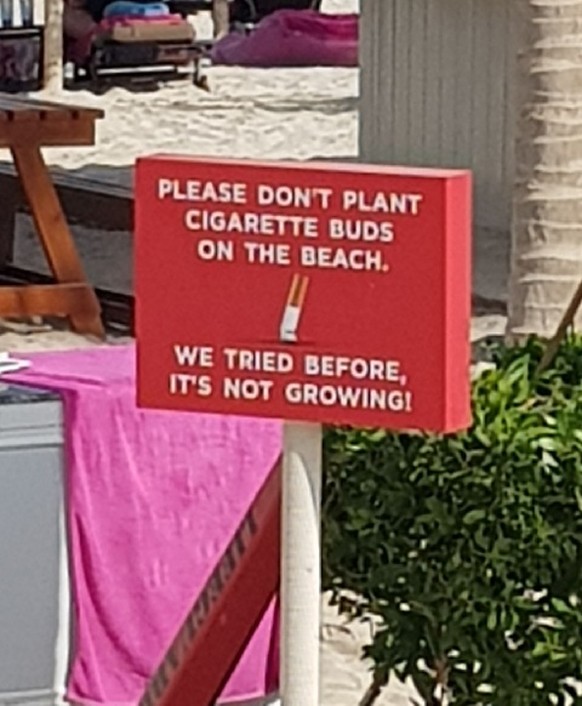 Lass alles stehen und liegen: Der Picdump ist da! рџ’Є
War letzte Woche in den Ferien im Oman. Hab da dieses lustige Schild am Strand entdeckt:
