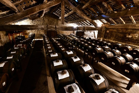 Roncolo, Emilia Romagna, Reggio Emilia, Italy - 10.15.2021: Ancient production of traditional balsamic vinegar of Reggio Emilia