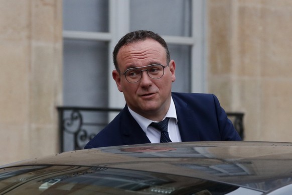 New French Minister of Solidarity Damien Abad leaves the Elysee Palace after the first cabinet meeting since French President Emmanuel Macron &#039;s reelection, Monday, May 23, 2022 in Paris. French  ...