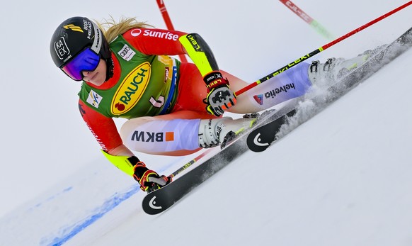 Lara Gut-Behrami from Switzerland in action during the first run of the Womens Giant Slalom race of the FIS Alpine Ski World Cup season opener on the Rettenbach glacier, in Soelden, Austria, on Satur ...