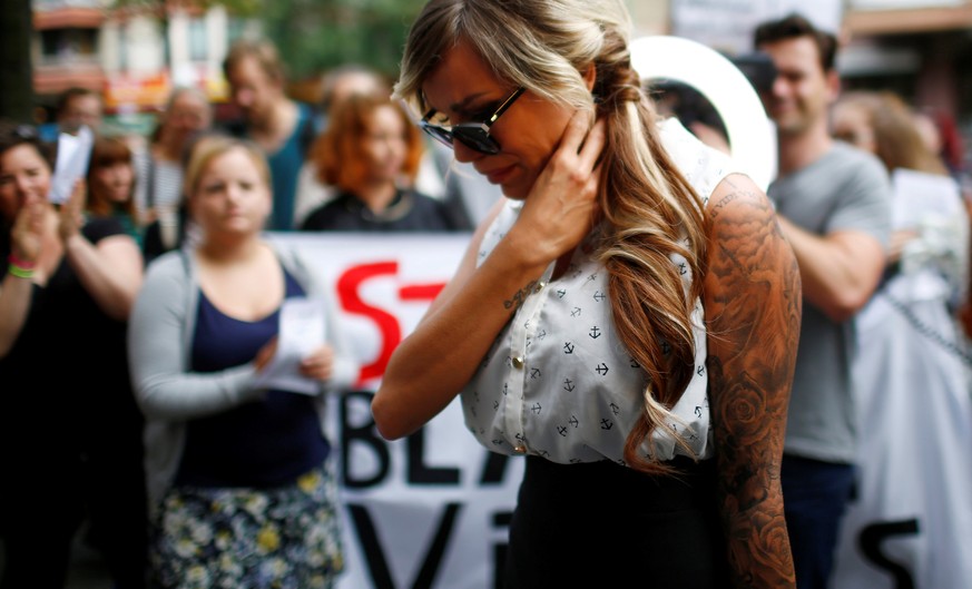 German model and reality-TV star Gina-Lisa Lohfink arrives at the court in Berlin, Germany, June 27, 2016. REUTERS/Hannibal Hanschke