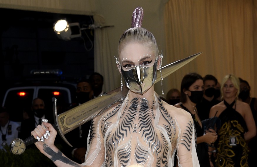 Grimes attends The Metropolitan Museum of Art&#039;s Costume Institute benefit gala celebrating the opening of the &quot;In America: A Lexicon of Fashion&quot; exhibition on Monday, Sept. 13, 2021, in ...