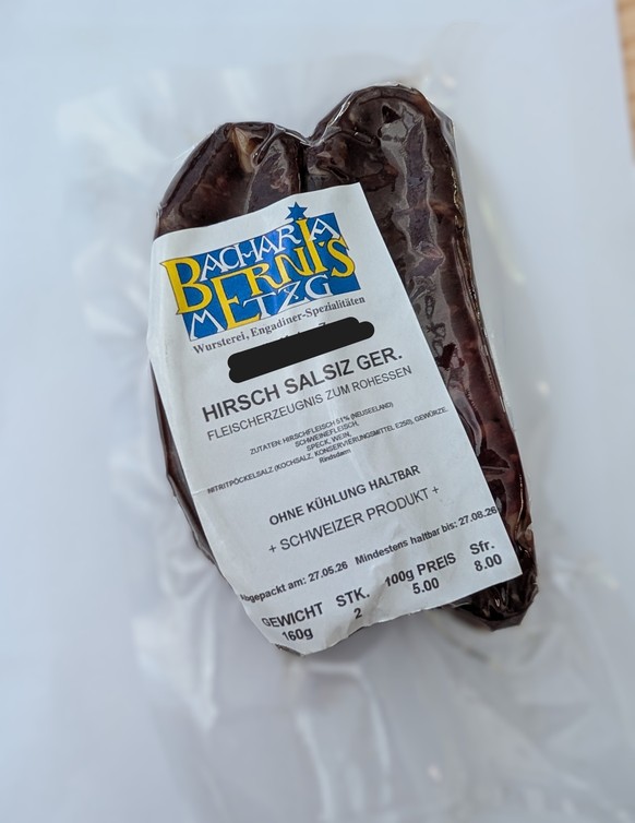 Es geht um diese Wurst: Engadiner Spezialität mit über 50 Prozent neuseeländischem Fleisch.