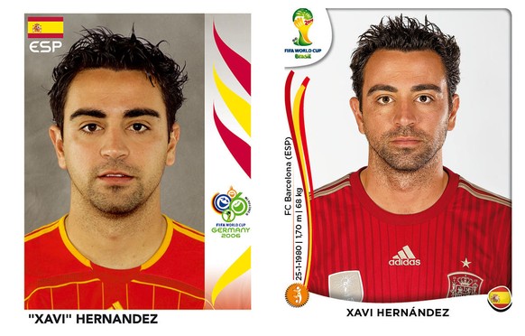 Xavi Hernadez 2006 und 2014: Keine grosse Veränderung, auch weil der Gel die Haare immer noch an Ort und Stelle hält.