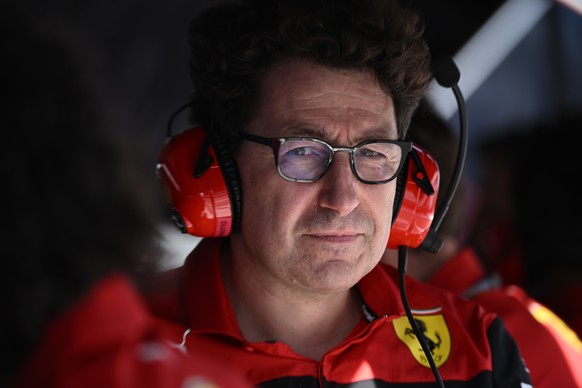 epa09932623 Scuderia Ferrari team principal Mattia Binotto looks on during the qualifying for the Formula One Grand Prix of Miami at the Miami International Autodrome in Miami Gardens, USA, 07 May 202 ...