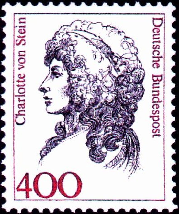 Dafür, dass sie Goethes Muse war, erhielt Charlotte von Stein eine eigene Briefmarke. Vor dem Euro natürlich.
