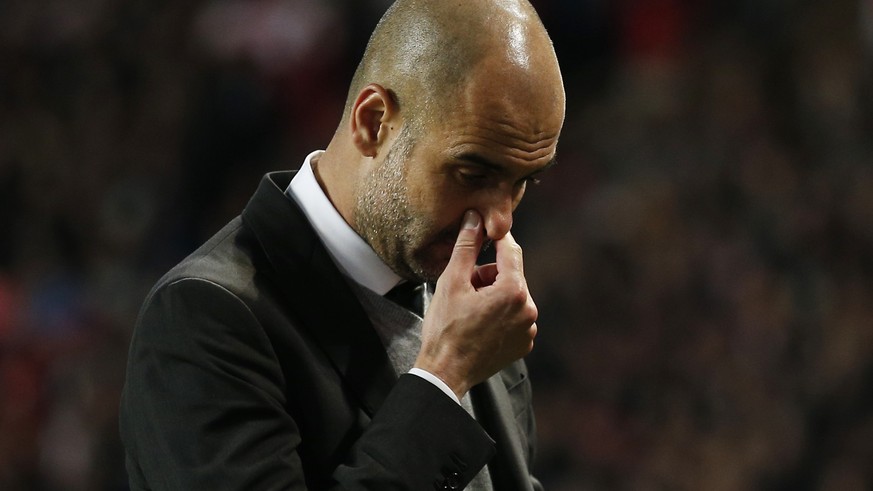Soccer Football - AS Monaco v Manchester City - UEFA Champions League Round of 16 Second Leg - Stade Louis II, Monaco - 15/3/17 Manchester City manager Pep Guardiola looks dejected after the game Acti ...