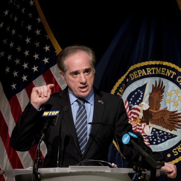 FILE - In this Wednesday, March 7, 2018 file photo, Veterans Affairs Secretary David Shulkin speaks at a news conference in Washington. On Wednesday, March 28, 2018, President Donald Trump fired Shulk ...