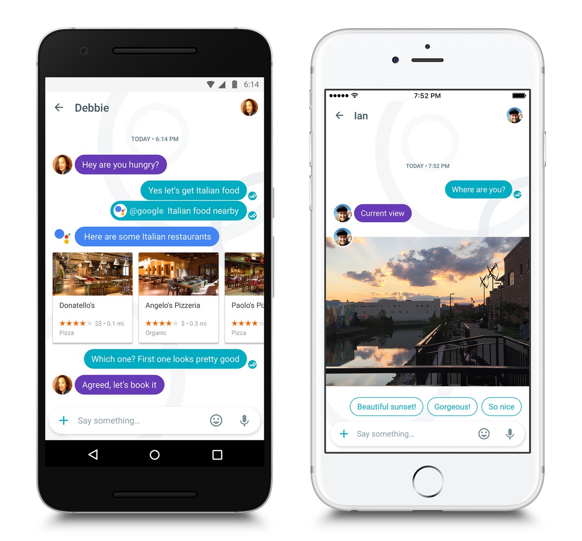 This photo combo of images provided by Google demonstrates the use of the company's new Allo app. Google wants to modernize phone chats by bringing a personal virtual assistant to conversations.  ...